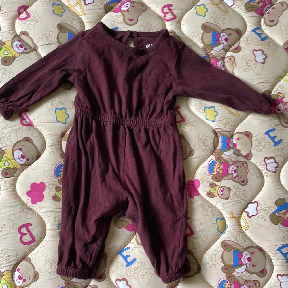Burgundy Long Sleeve Baby Jumpsuit